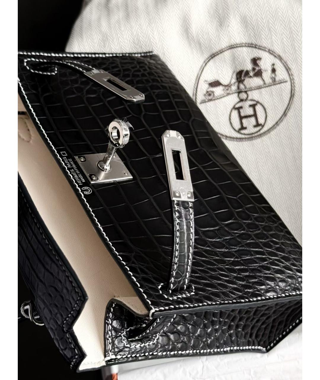 HERMES Черная кожаная сумка с короткими ручками, фото 5