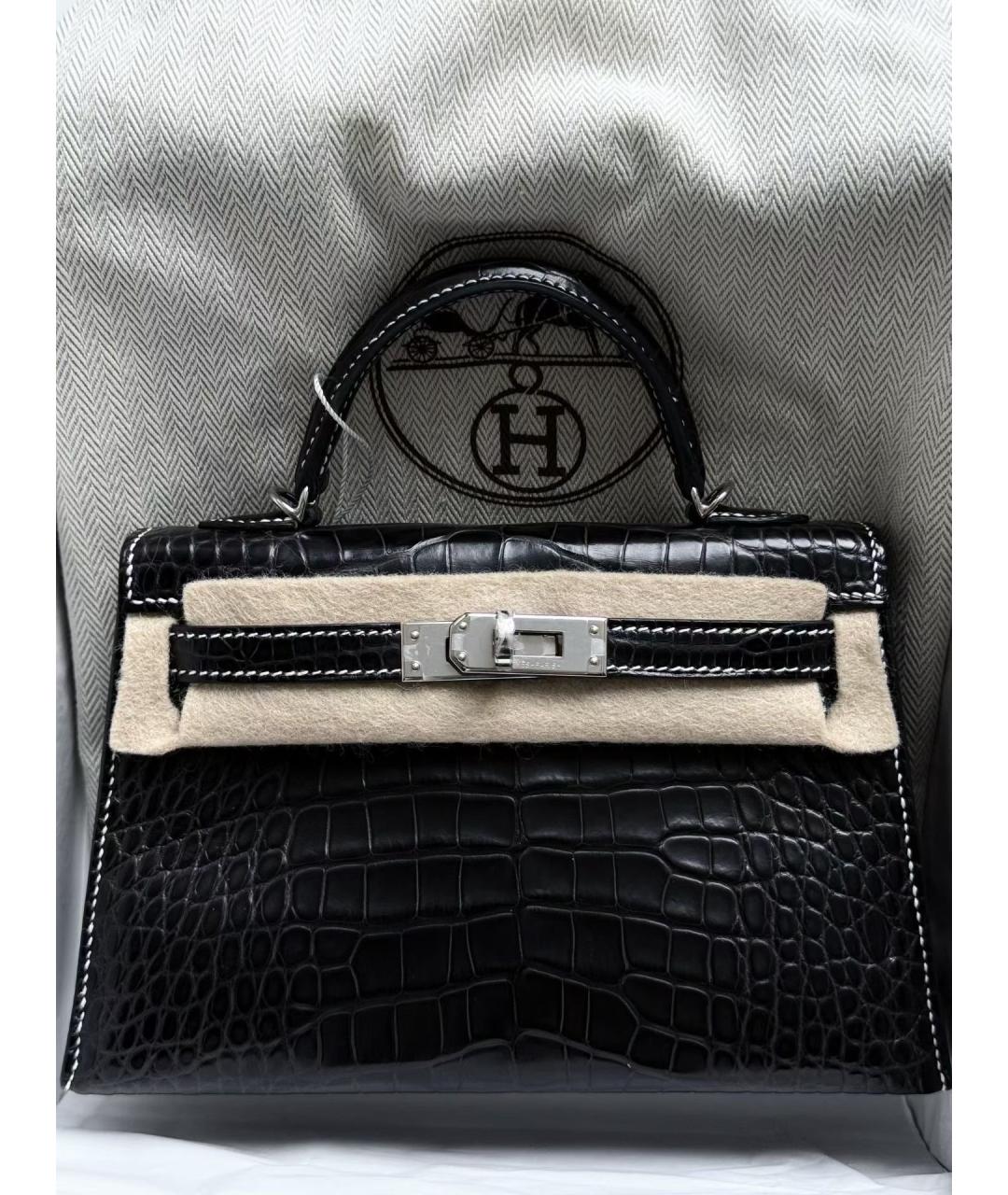HERMES Черная кожаная сумка с короткими ручками, фото 7