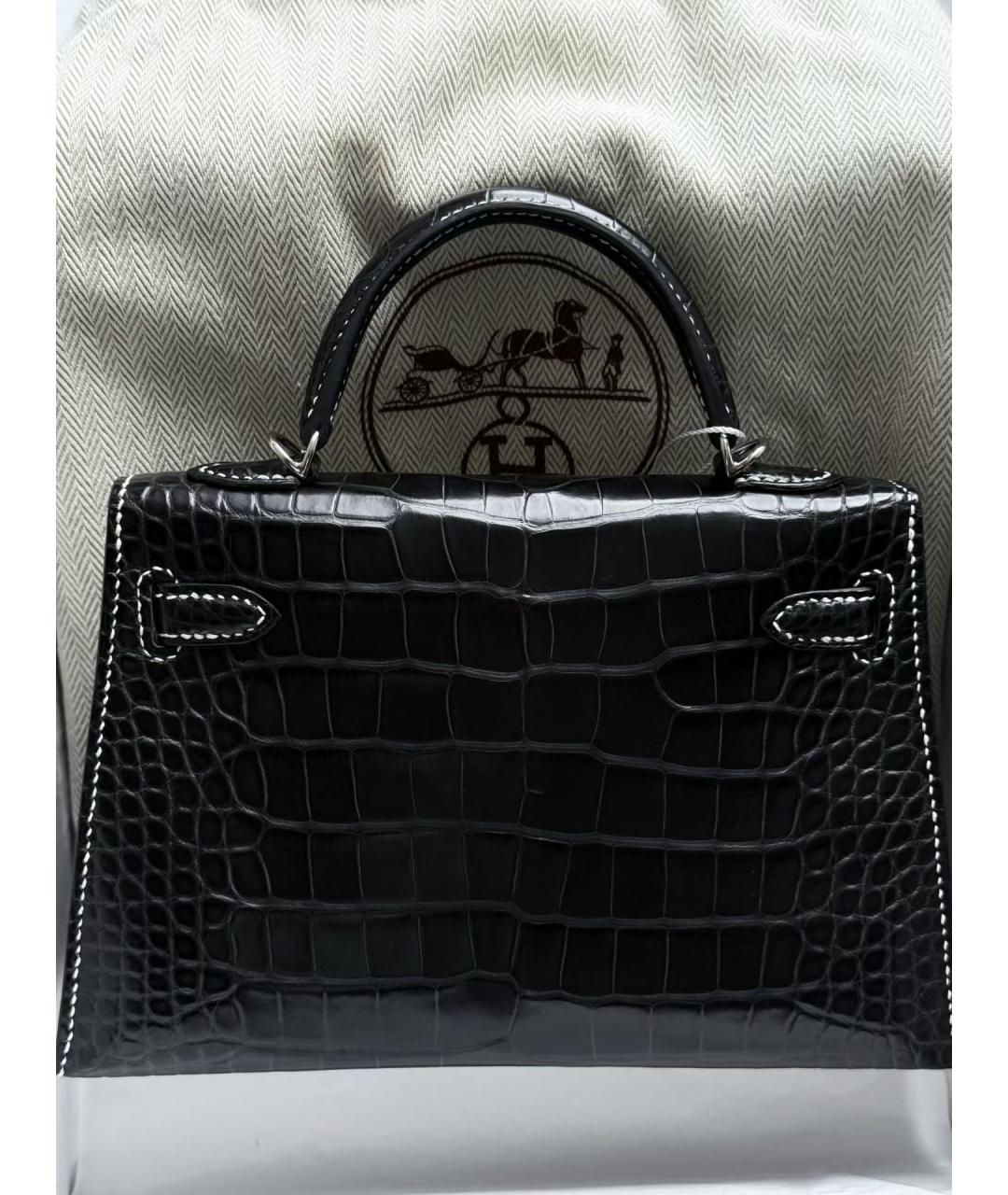 HERMES Черная кожаная сумка с короткими ручками, фото 2