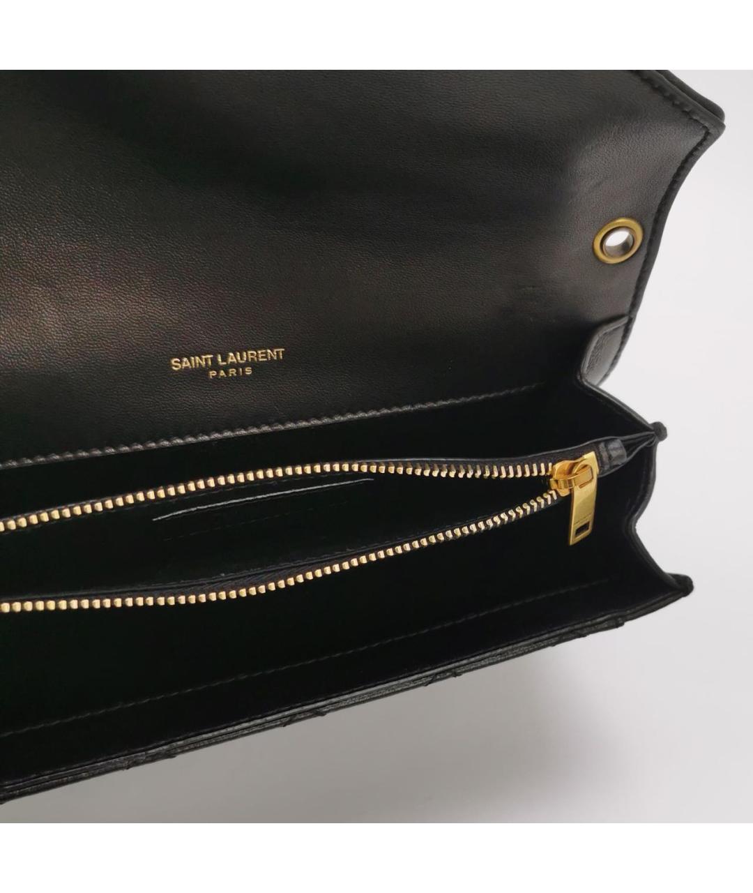SAINT LAURENT Черная кожаная сумка через плечо, фото 4