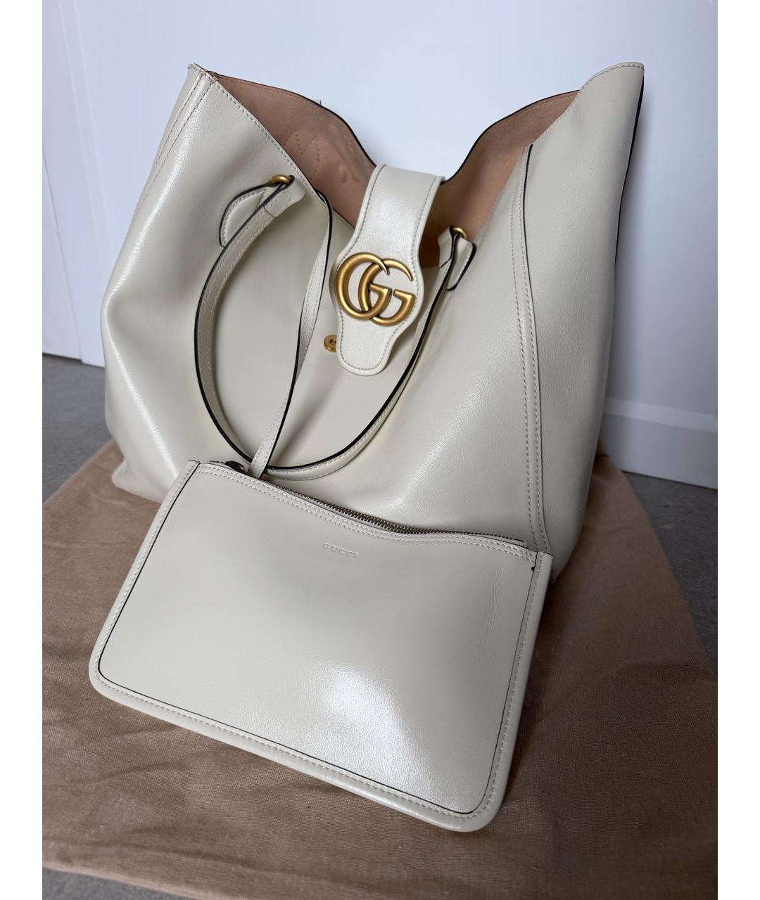 GUCCI Бежевая кожаная сумка тоут, фото 6