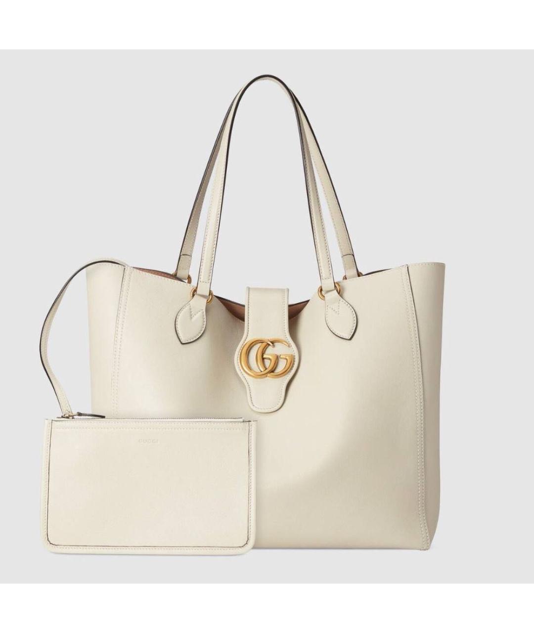 GUCCI Бежевая кожаная сумка тоут, фото 8