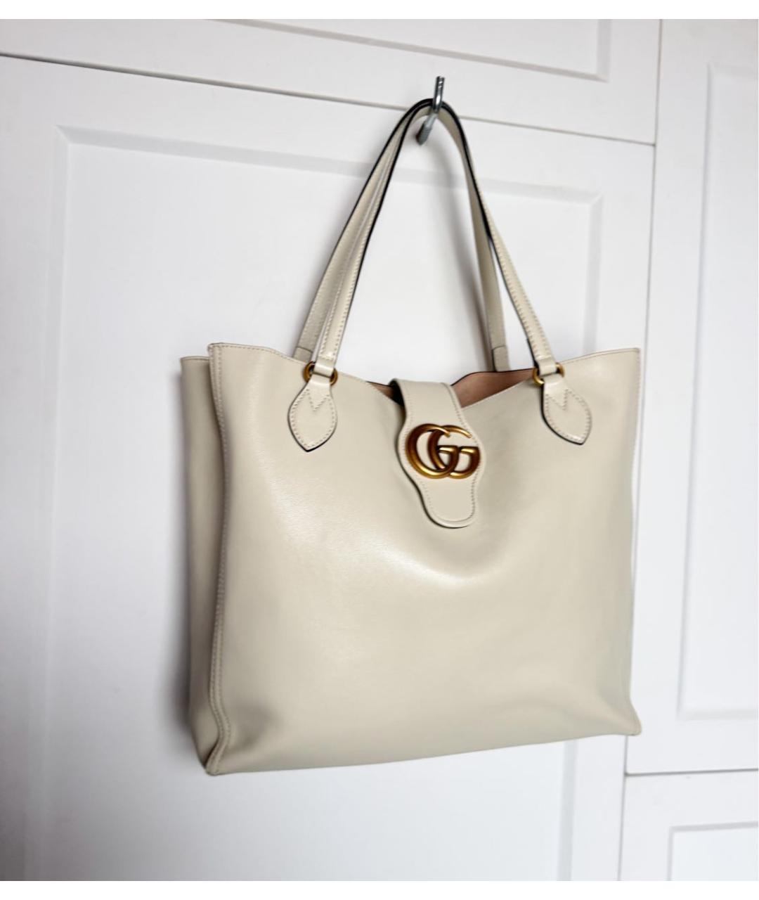 GUCCI Бежевая кожаная сумка тоут, фото 4