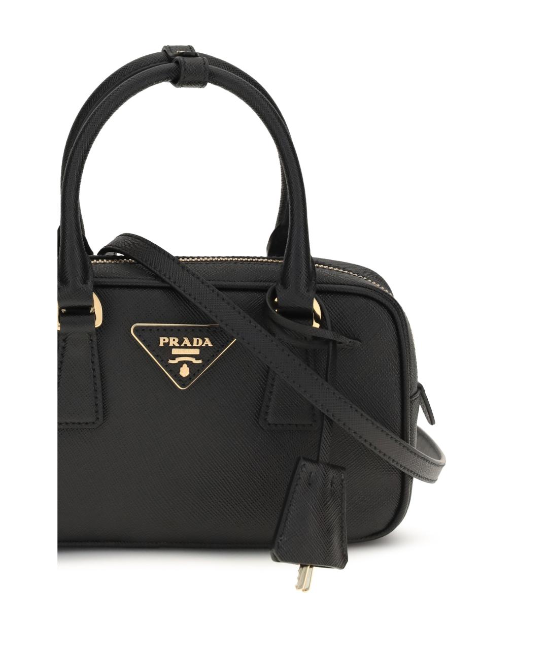 PRADA Черная кожаная сумка тоут, фото 4