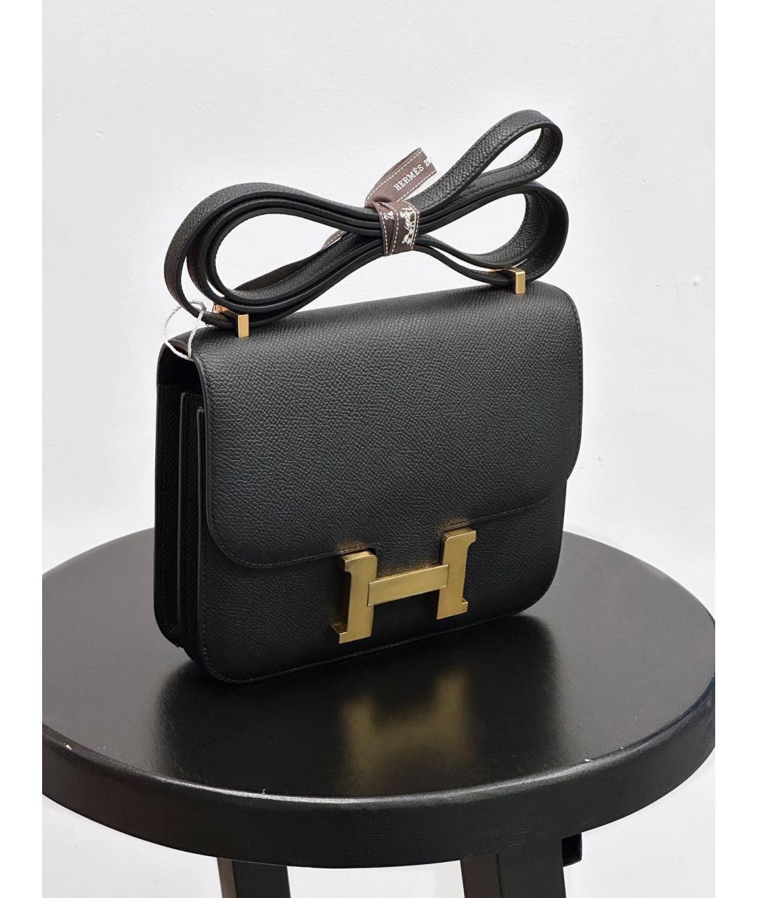HERMES Черная кожаная сумка через плечо, фото 8