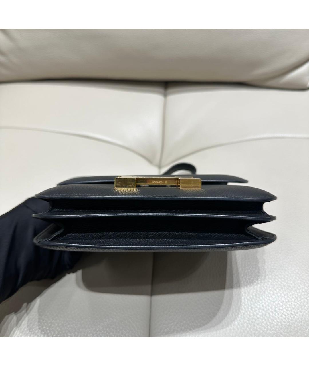 HERMES Черная кожаная сумка через плечо, фото 4