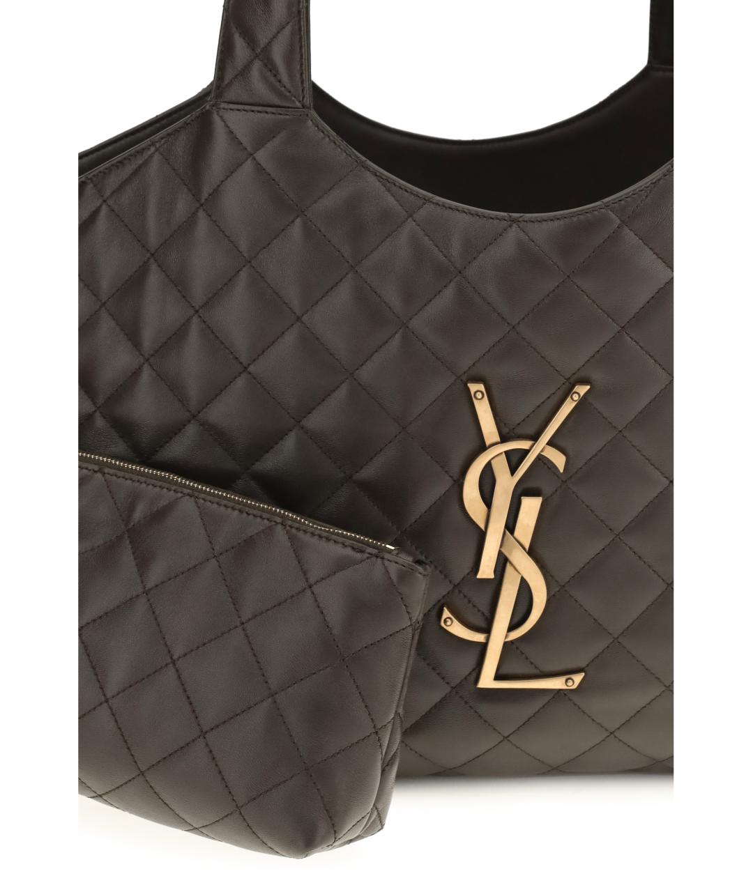 SAINT LAURENT Зеленая кожаная сумка тоут, фото 4