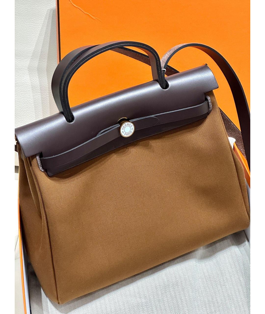 HERMES Коричневая тканевая сумка через плечо, фото 3