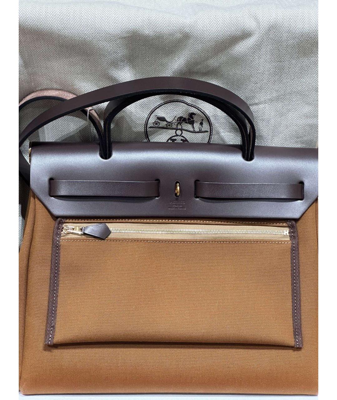 HERMES Коричневая тканевая сумка через плечо, фото 2