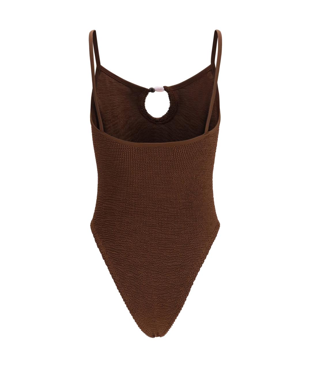 HUNZA G Коричневый полиамидовый купальник, фото 2