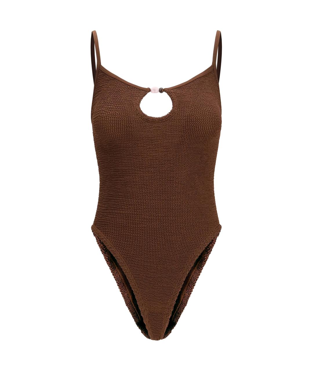 HUNZA G Коричневый полиамидовый купальник, фото 1