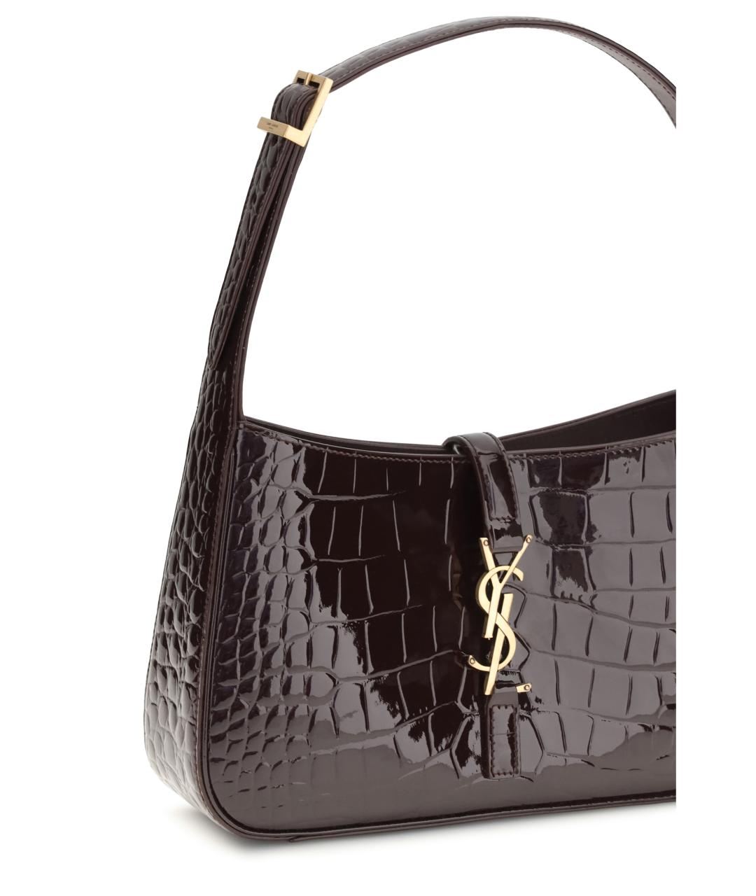 SAINT LAURENT Бордовая сумка через плечо из лакированной кожи, фото 4