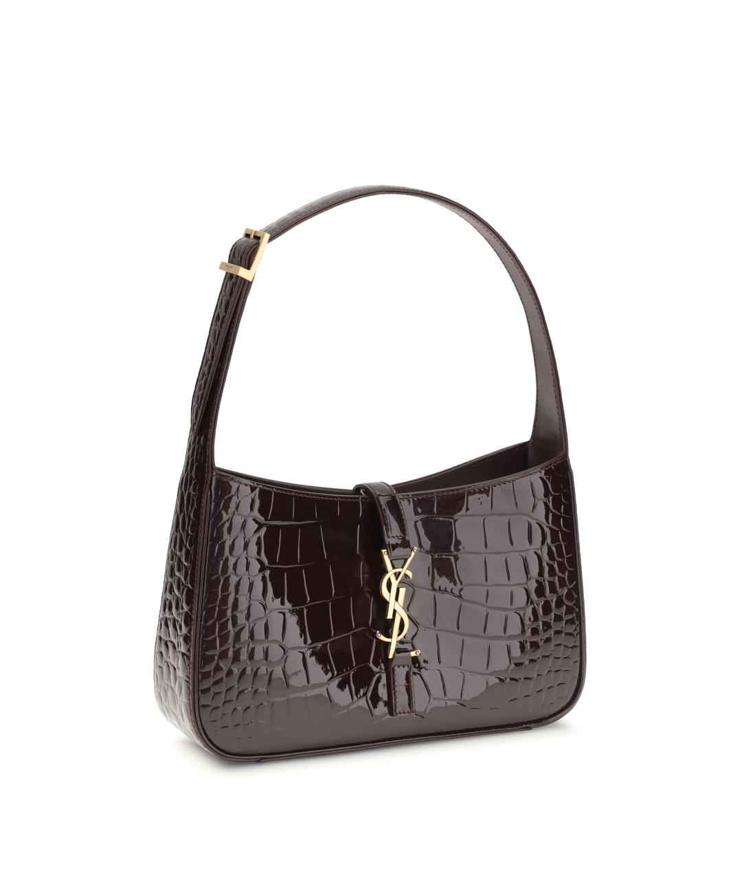 SAINT LAURENT Бордовая сумка через плечо из лакированной кожи, фото 2