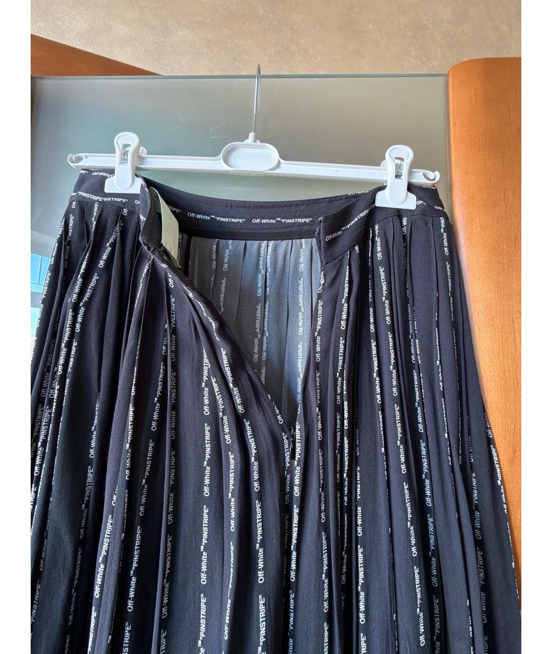 OFF-WHITE Черная шелковая юбка-шорты, фото 4