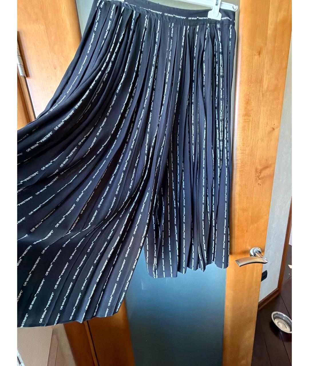 OFF-WHITE Черная шелковая юбка-шорты, фото 2