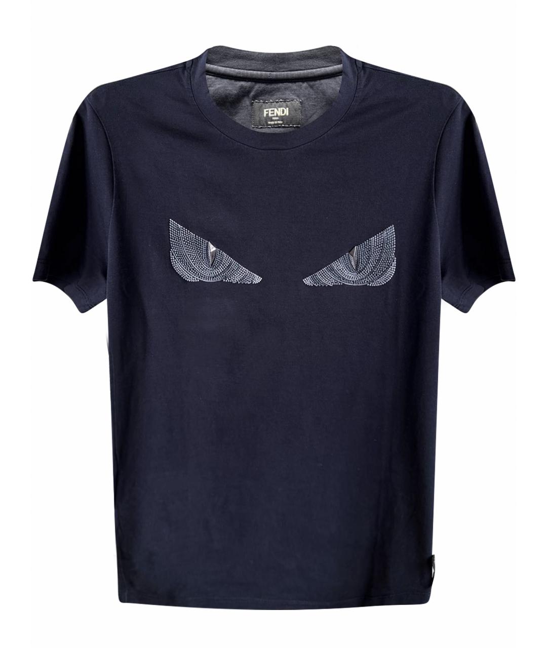 FENDI Темно-синяя хлопковая футболка, фото 1