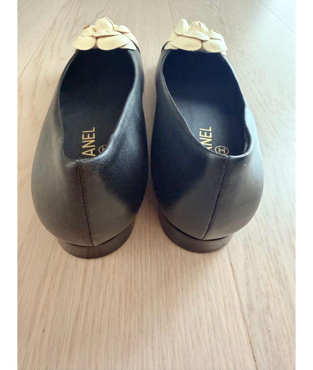 CHANEL Черные кожаные балетки, фото 4