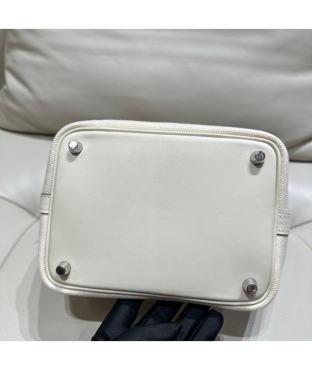 HERMES Белая деним сумка тоут, фото 6