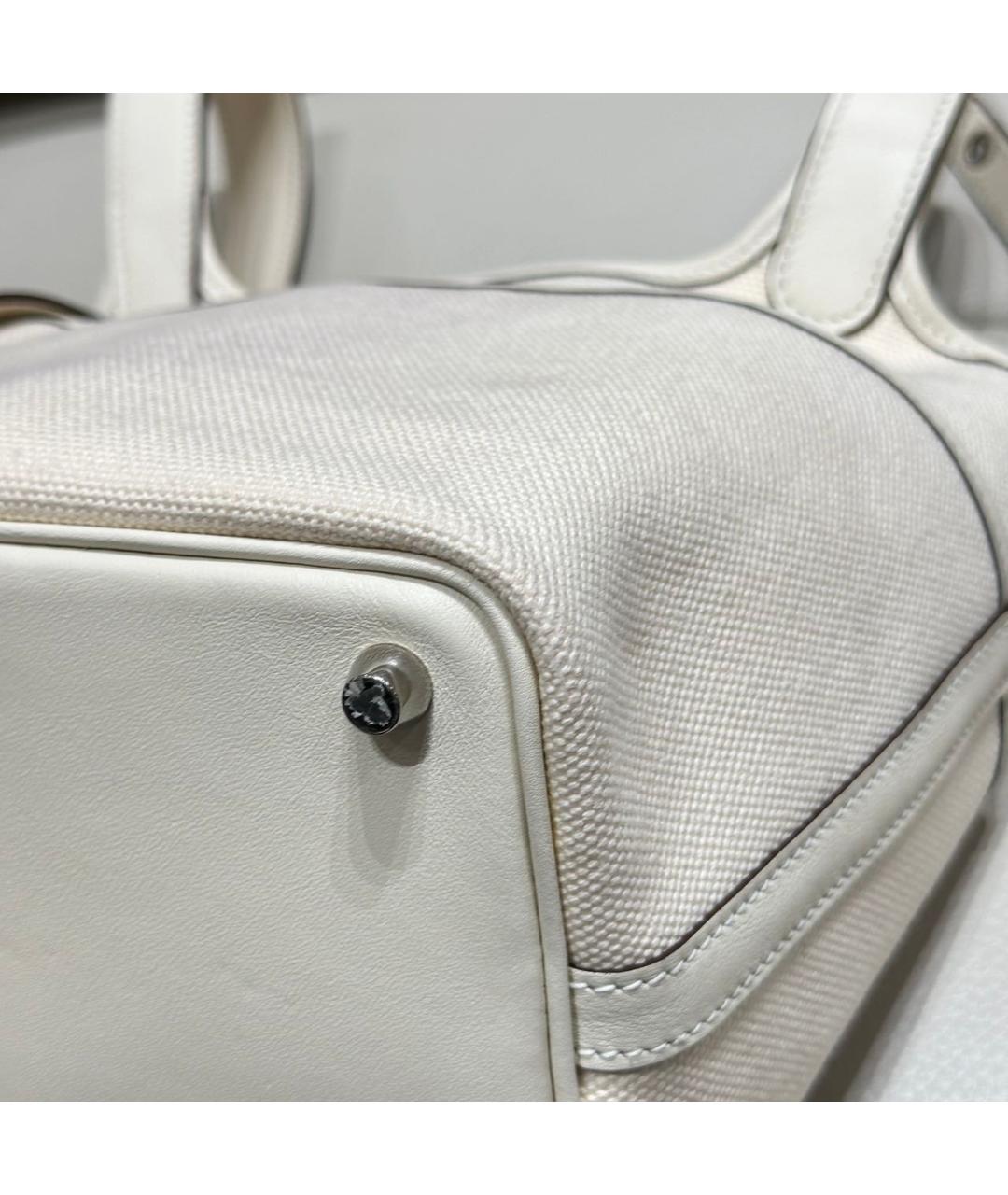 HERMES Белая деним сумка тоут, фото 7