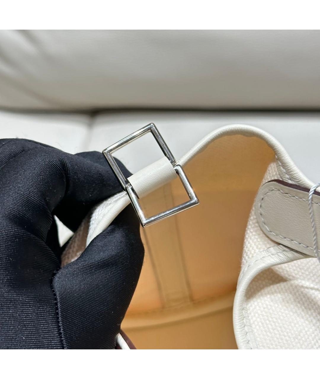 HERMES Белая деним сумка тоут, фото 4