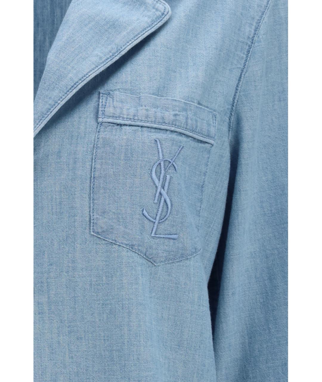 SAINT LAURENT Голубая хлопковая рубашка, фото 3