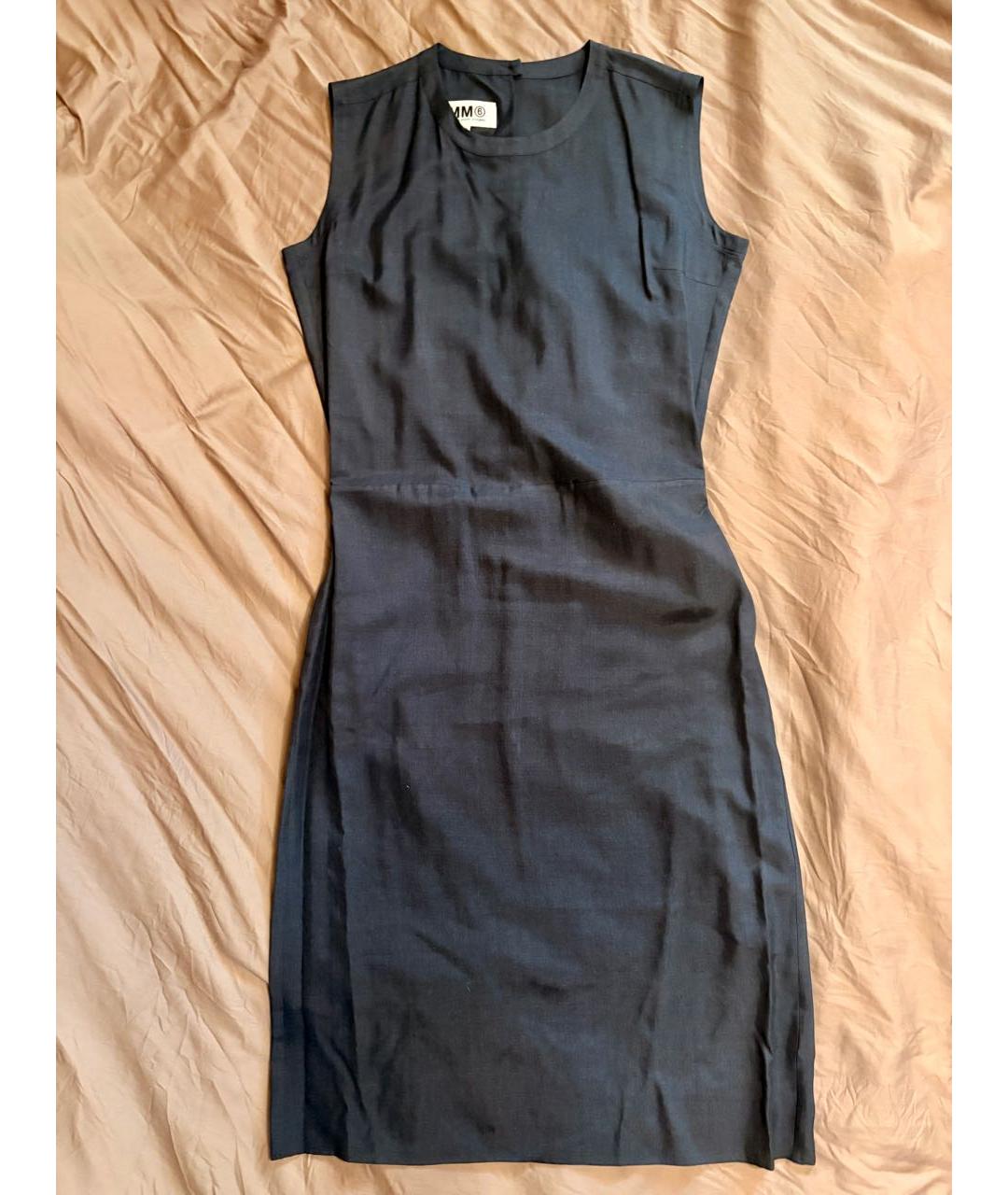 MM6 MAISON MARGIELA Темно-синее шелковое повседневное платье, фото 4