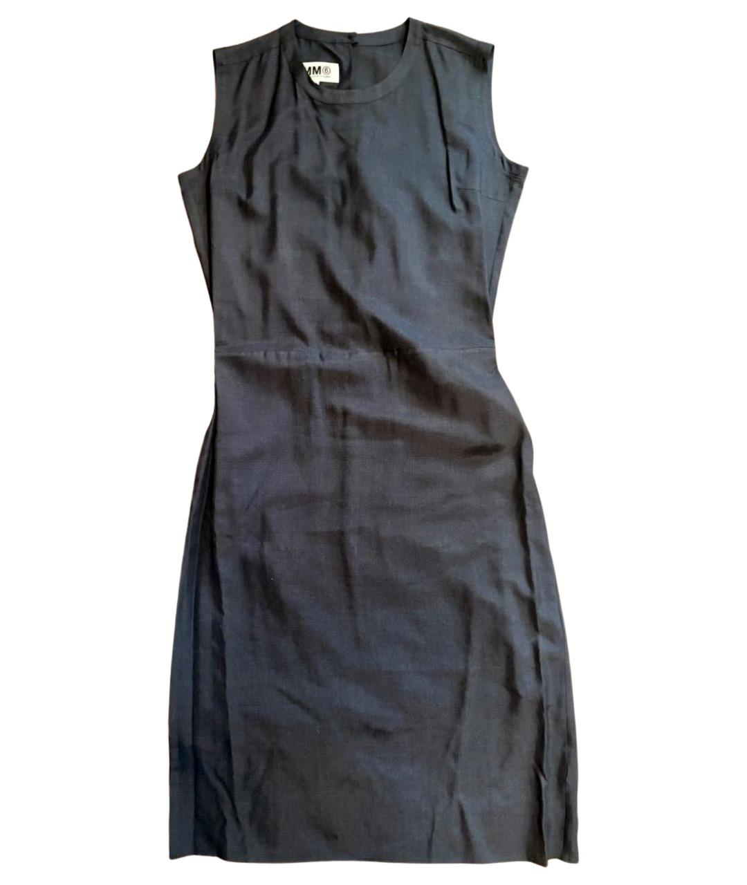 MM6 MAISON MARGIELA Темно-синее шелковое повседневное платье, фото 1