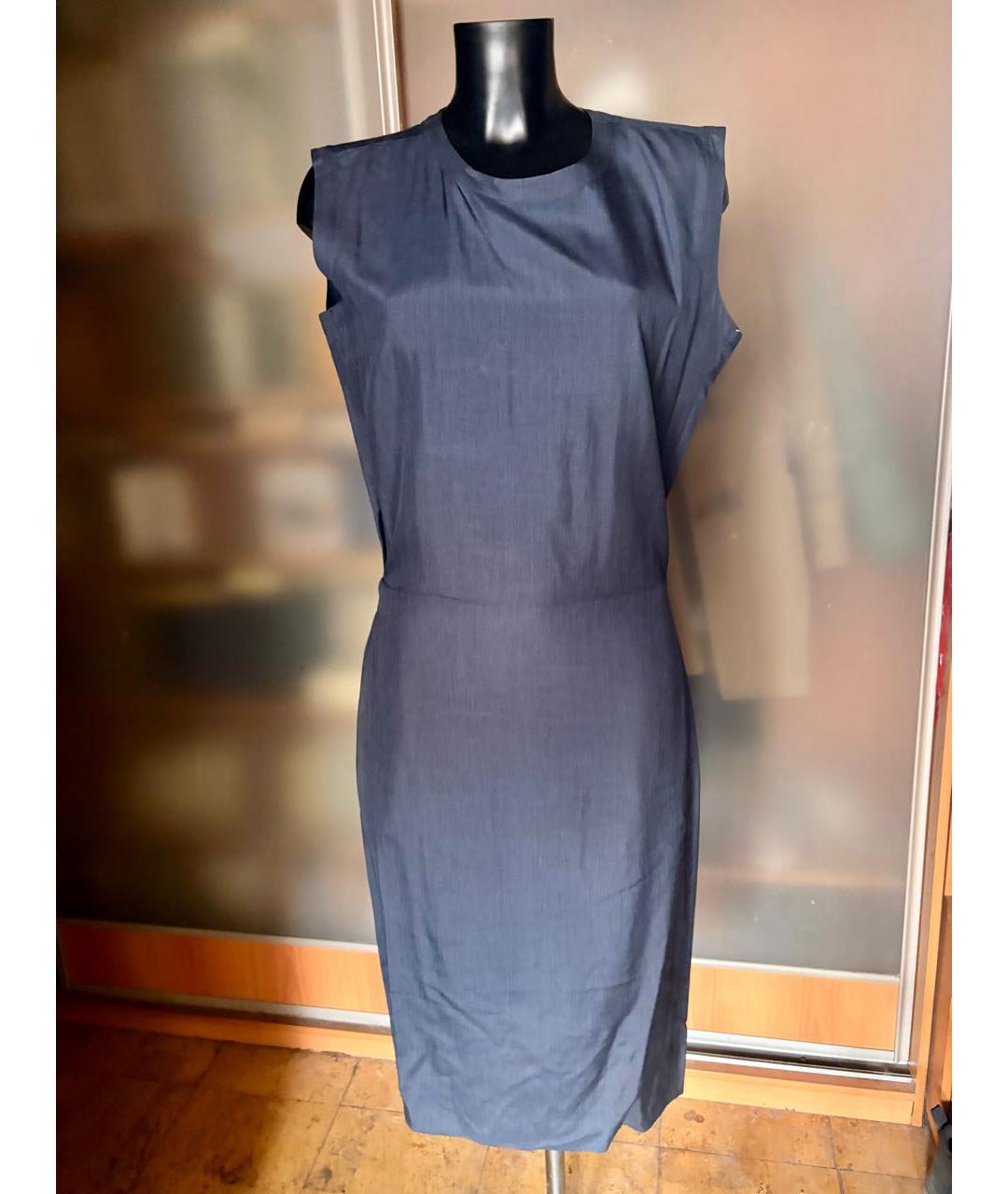 MM6 MAISON MARGIELA Темно-синее шелковое повседневное платье, фото 2