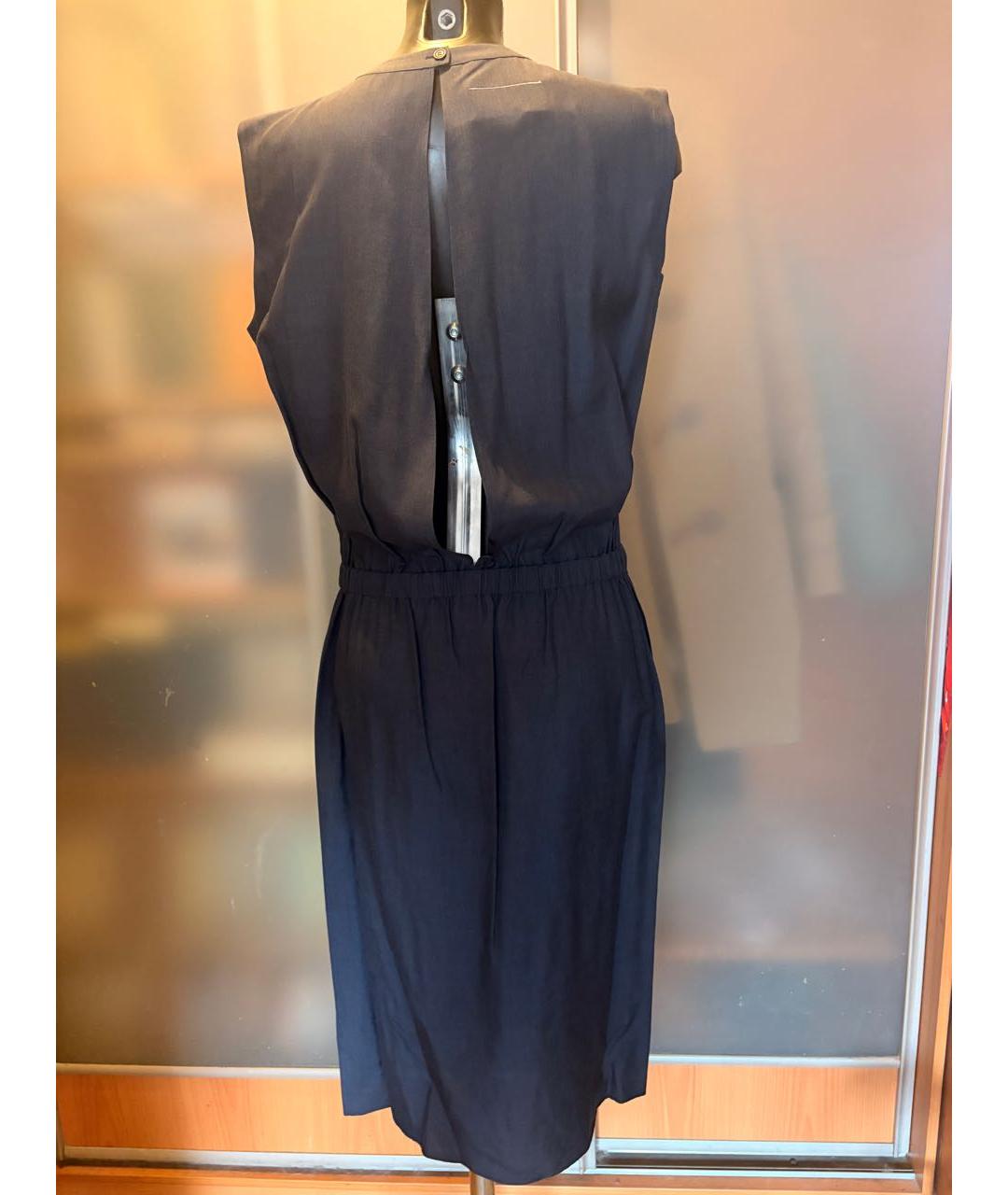 MM6 MAISON MARGIELA Темно-синее шелковое повседневное платье, фото 3