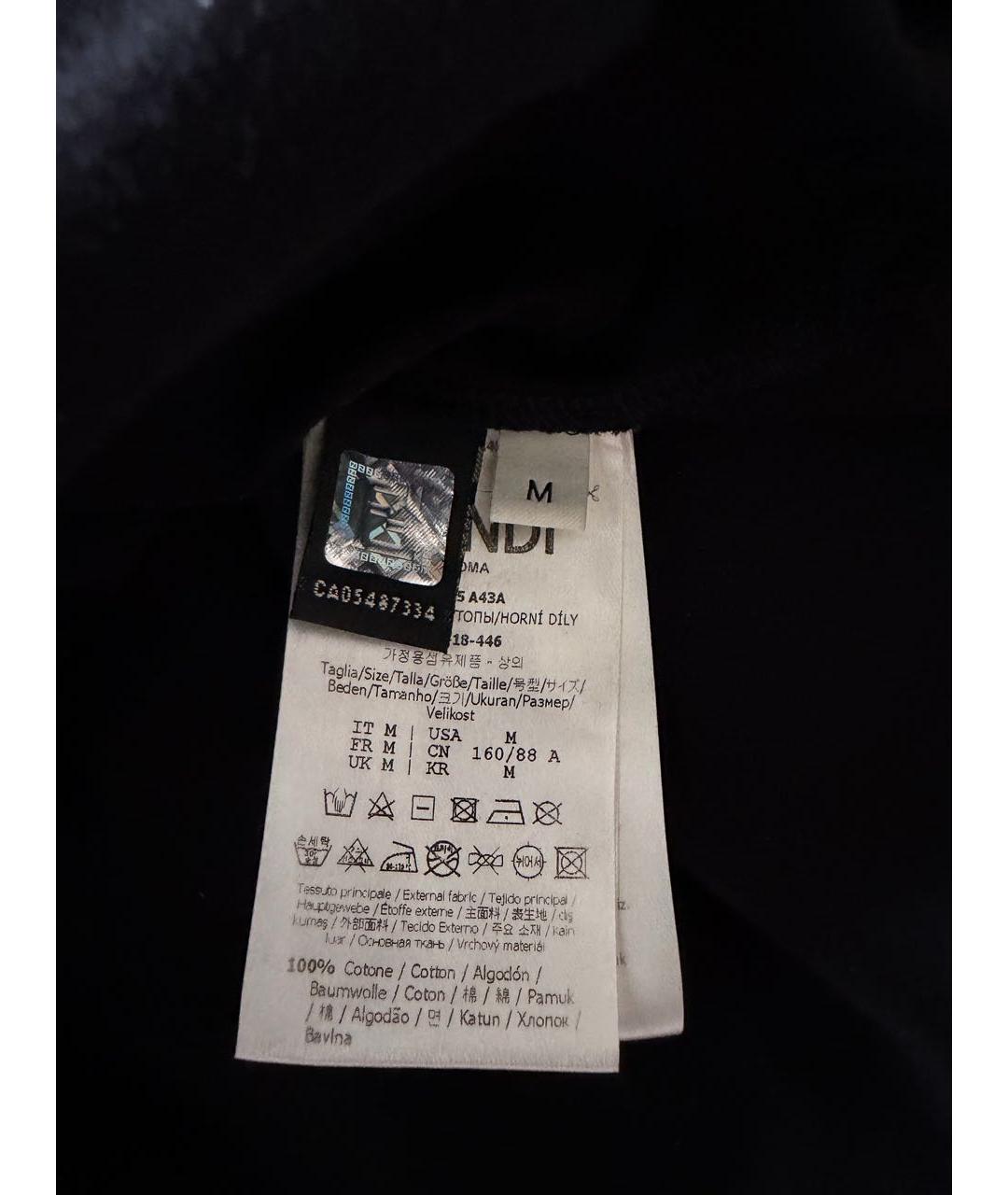 FENDI Черная хлопковая футболка, фото 3