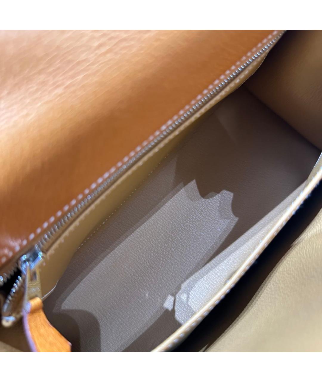 HERMES Оранжевая кожаная сумка с короткими ручками, фото 8