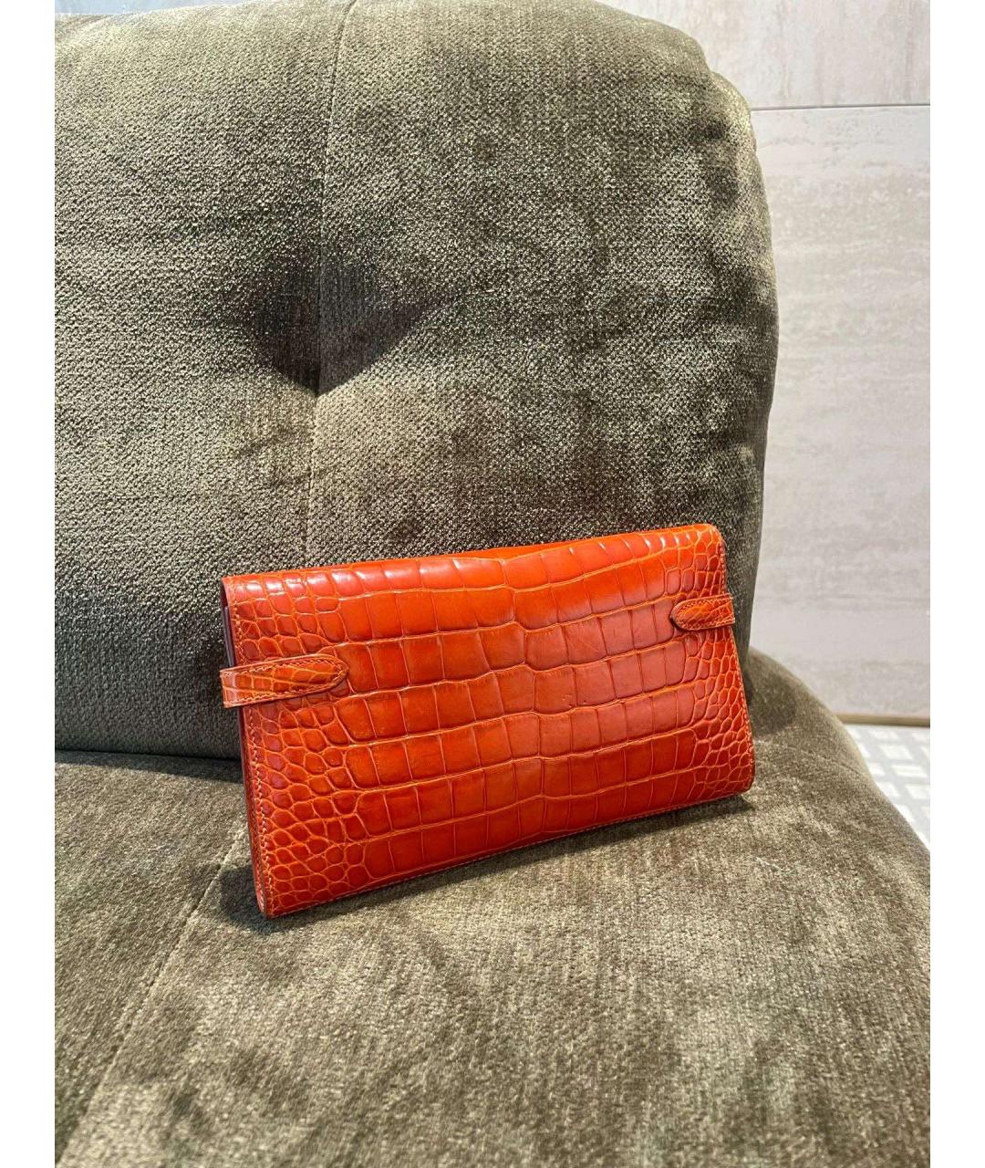 HERMES Оранжевый кожаный кошелек, фото 3