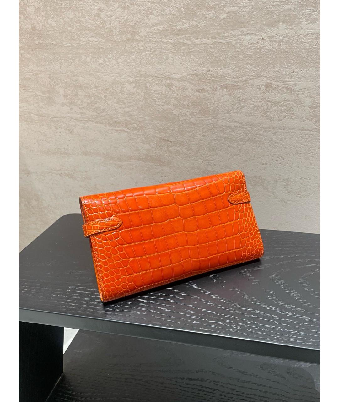 HERMES Оранжевый кожаный кошелек, фото 4