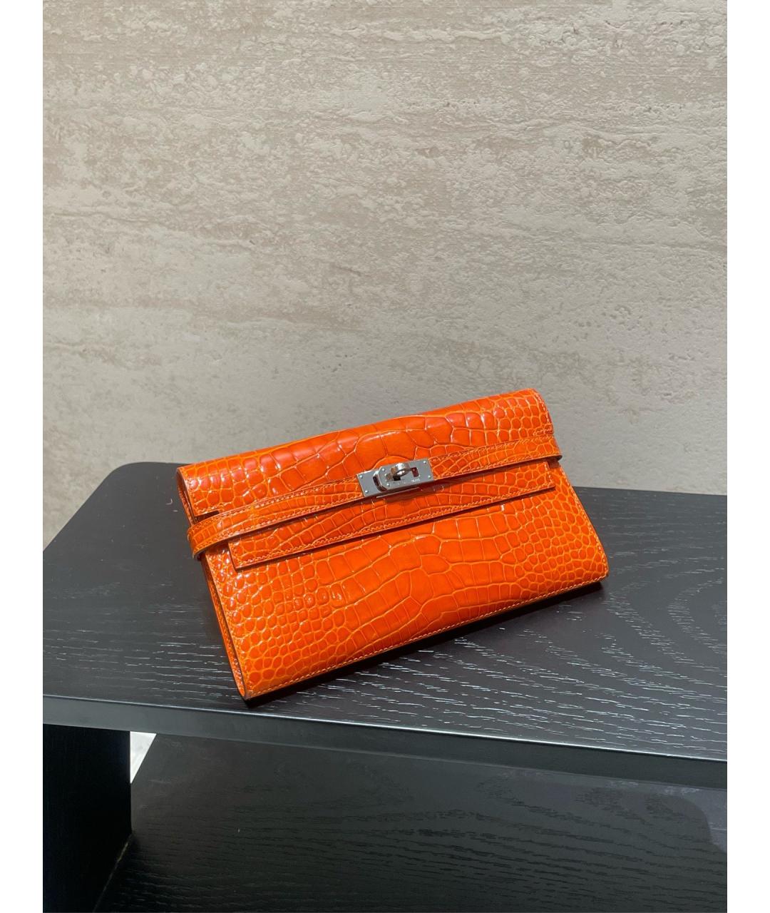 HERMES Оранжевый кожаный кошелек, фото 5