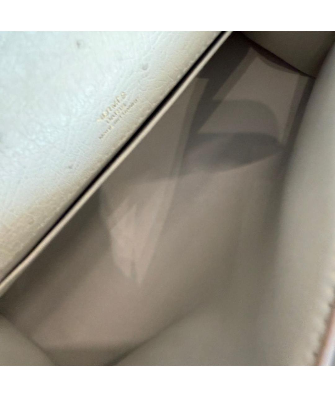 HERMES Серая сумка с короткими ручками из экзотической кожи, фото 6