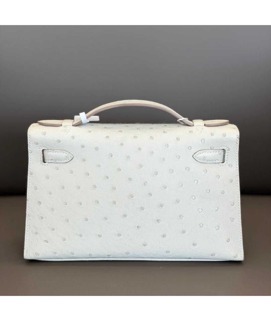 HERMES Серая сумка с короткими ручками из экзотической кожи, фото 2