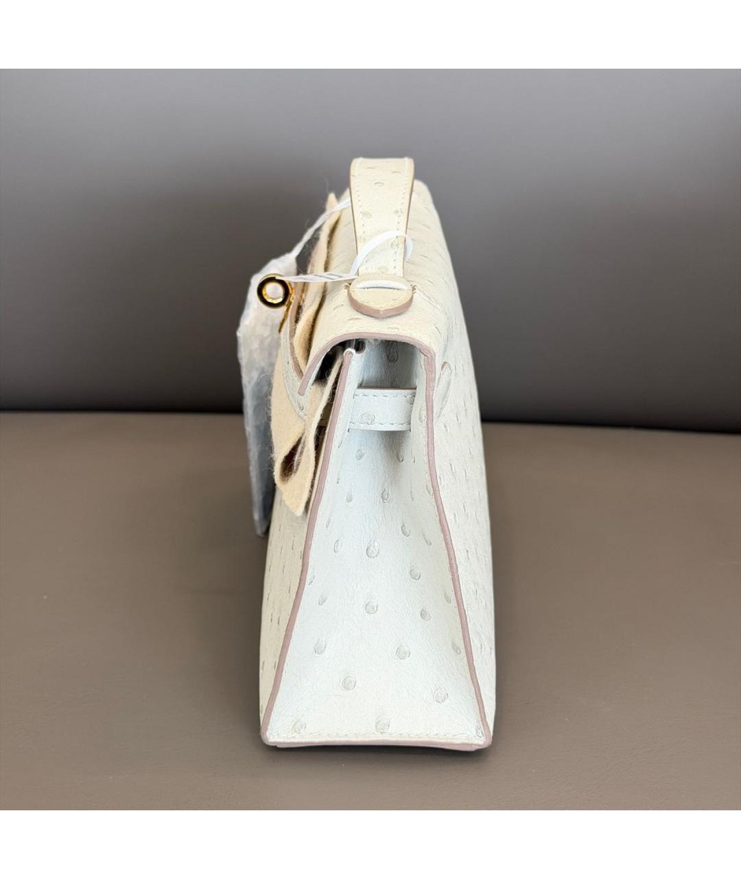 HERMES Серая сумка с короткими ручками из экзотической кожи, фото 4