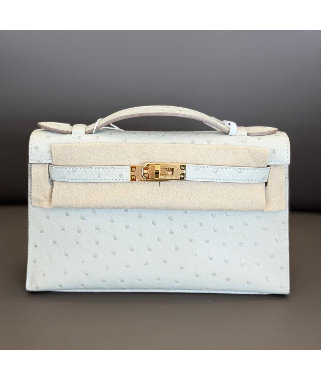 HERMES Серая сумка с короткими ручками из экзотической кожи, фото 7