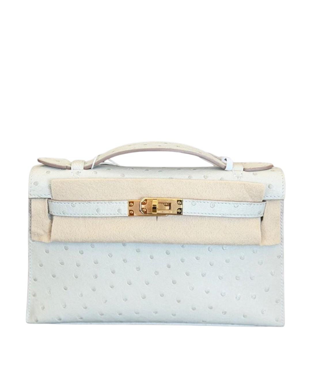 HERMES Серая сумка с короткими ручками из экзотической кожи, фото 1