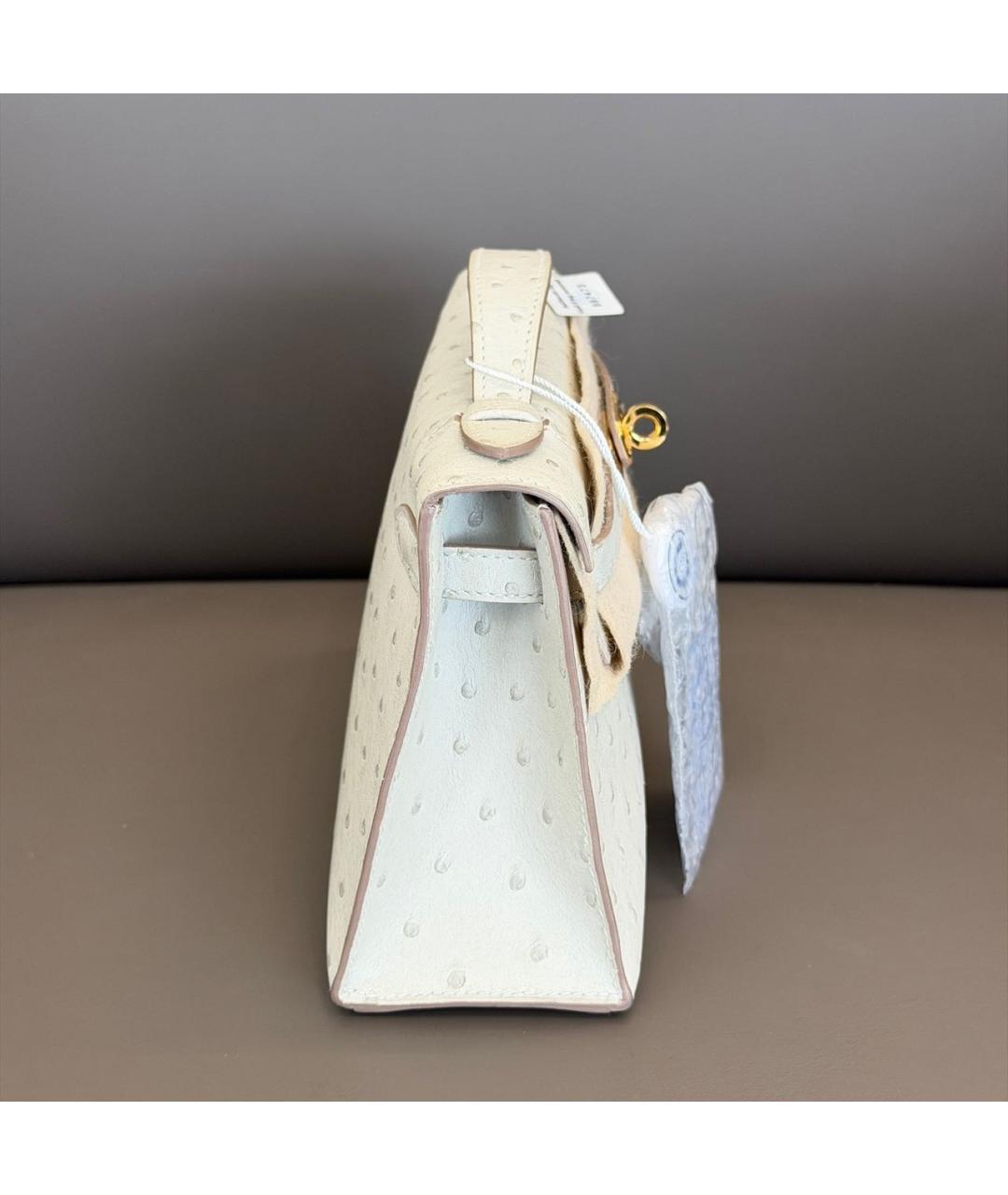 HERMES Серая сумка с короткими ручками из экзотической кожи, фото 3