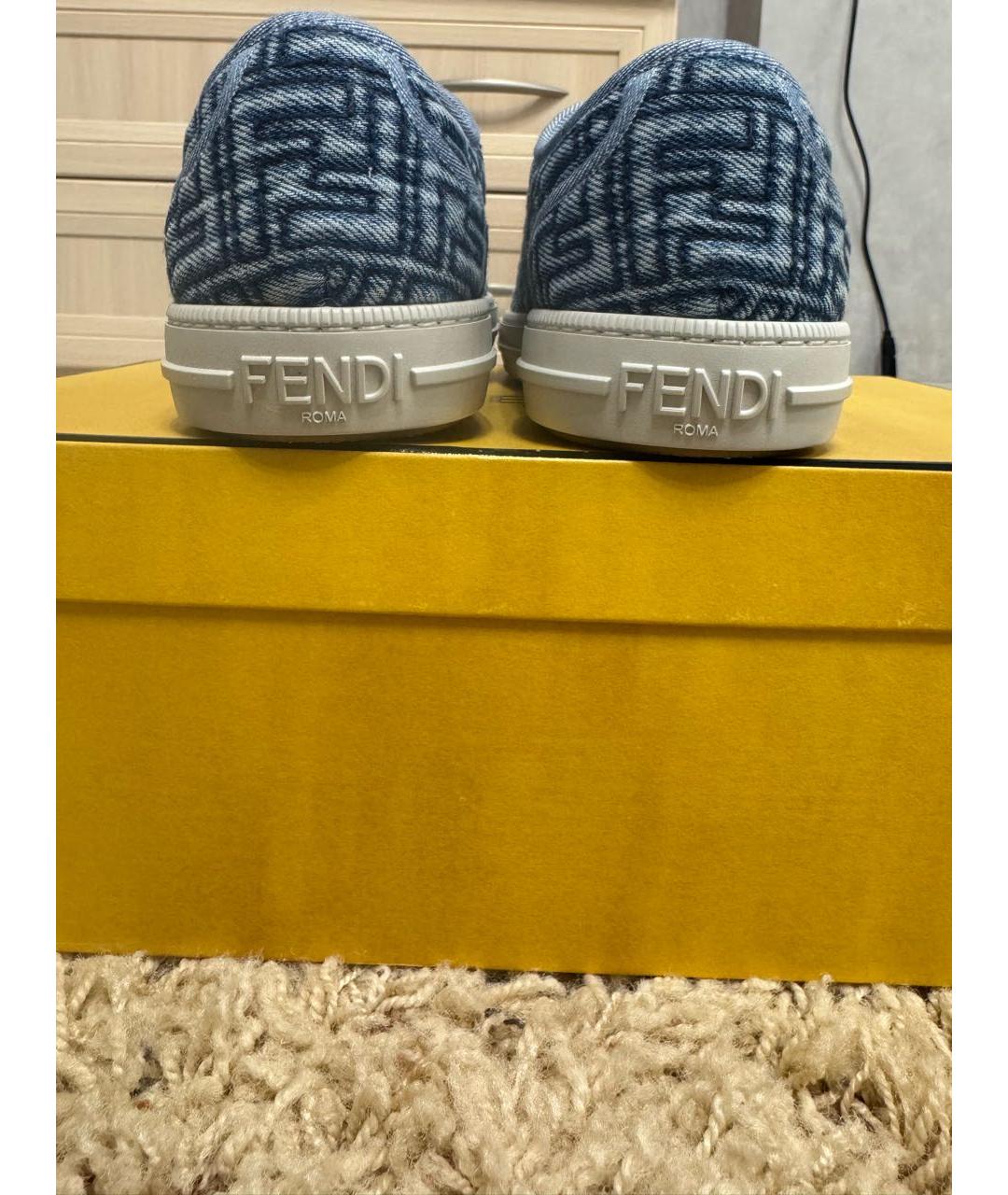 FENDI Голубые текстильные кеды, фото 5