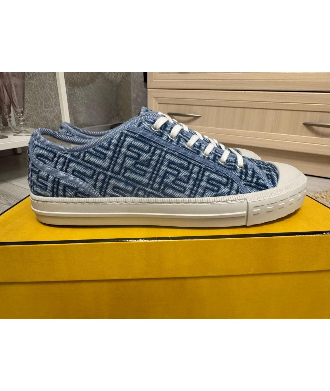 FENDI Голубые текстильные кеды, фото 8