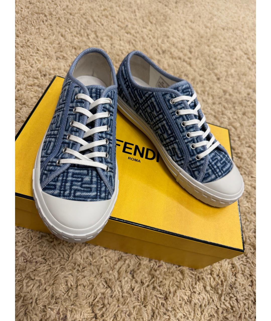 FENDI Голубые текстильные кеды, фото 2