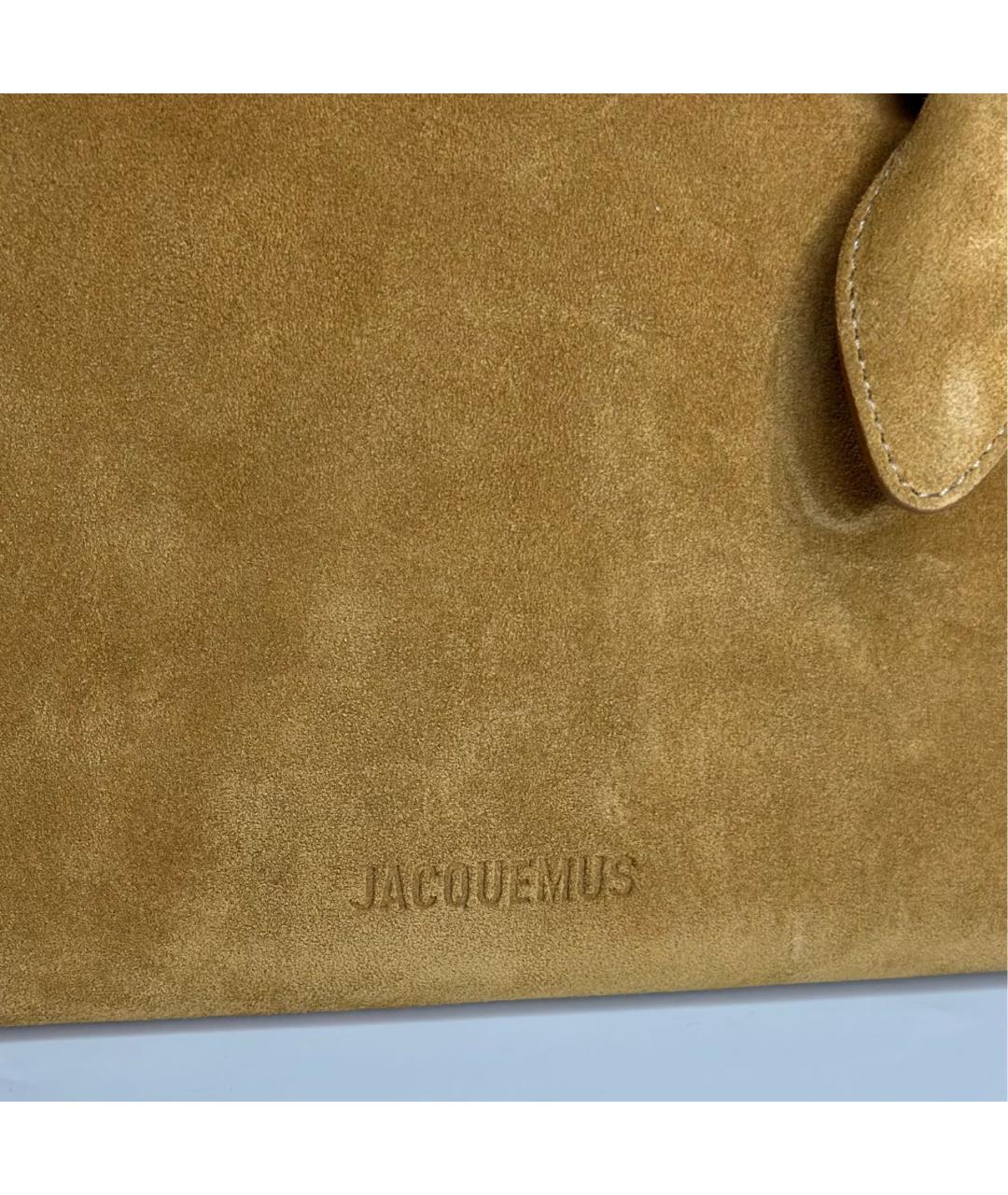 JACQUEMUS Горчичная замшевая сумка тоут, фото 4