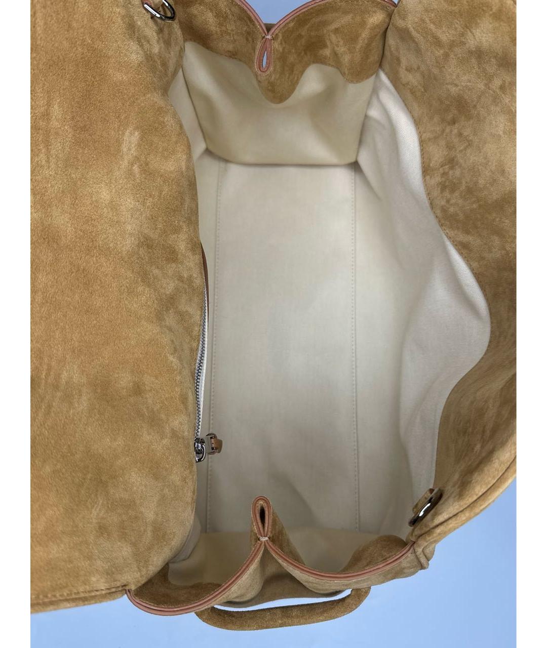 JACQUEMUS Горчичная замшевая сумка тоут, фото 7