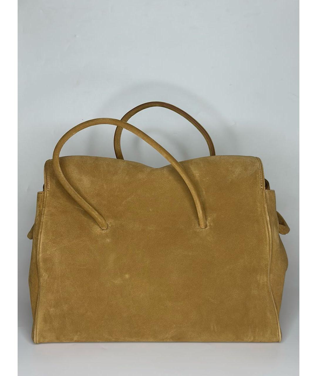 JACQUEMUS Горчичная замшевая сумка тоут, фото 2