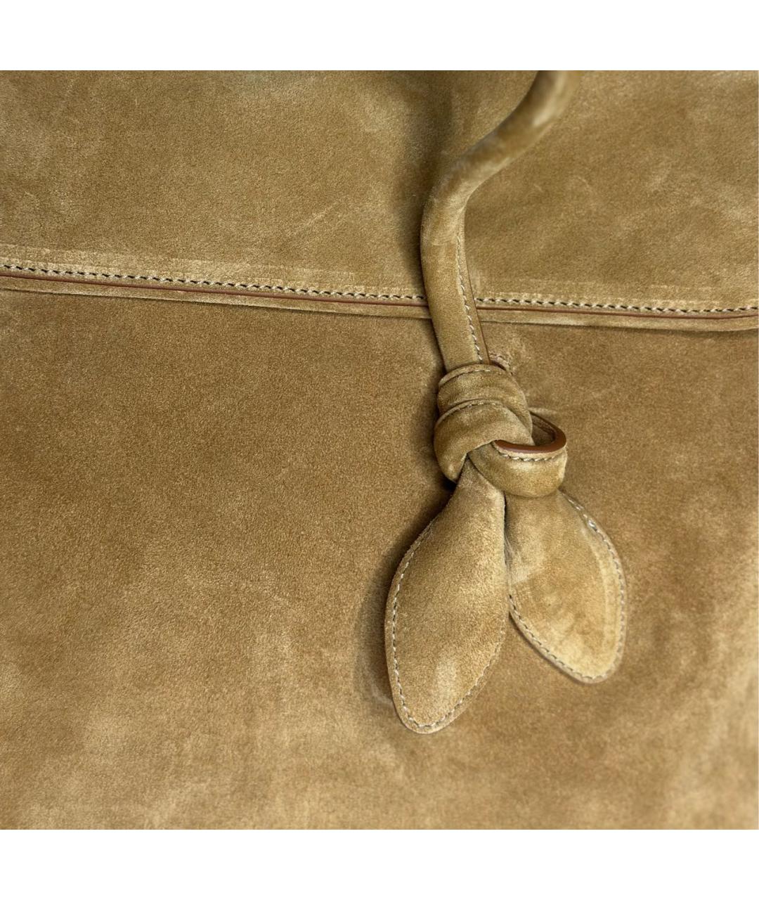 JACQUEMUS Горчичная замшевая сумка тоут, фото 3