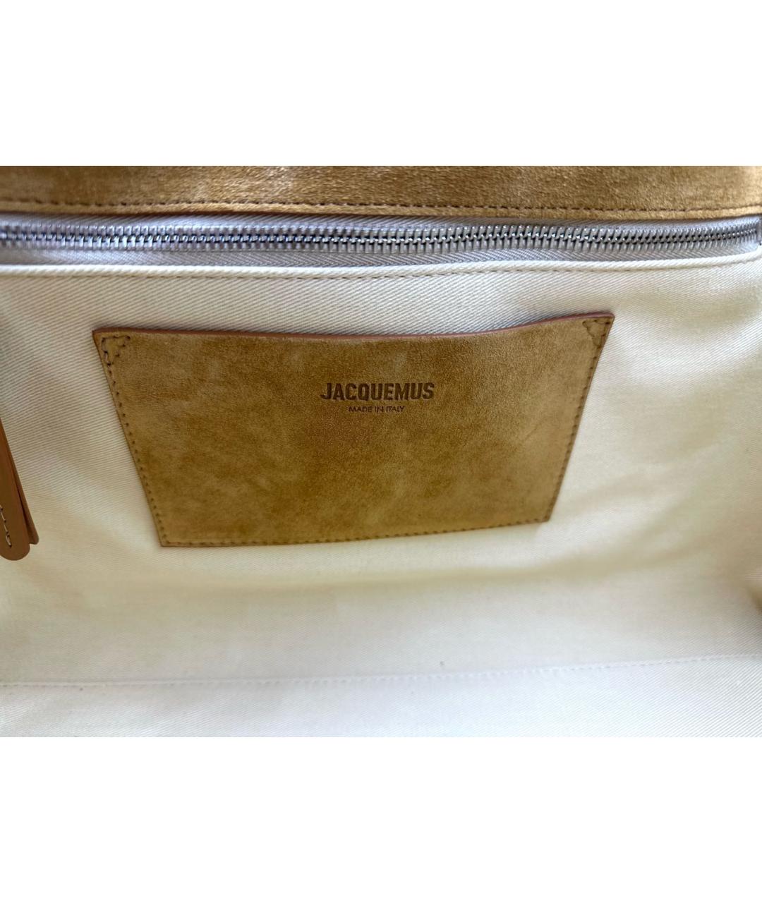 JACQUEMUS Горчичная замшевая сумка тоут, фото 8