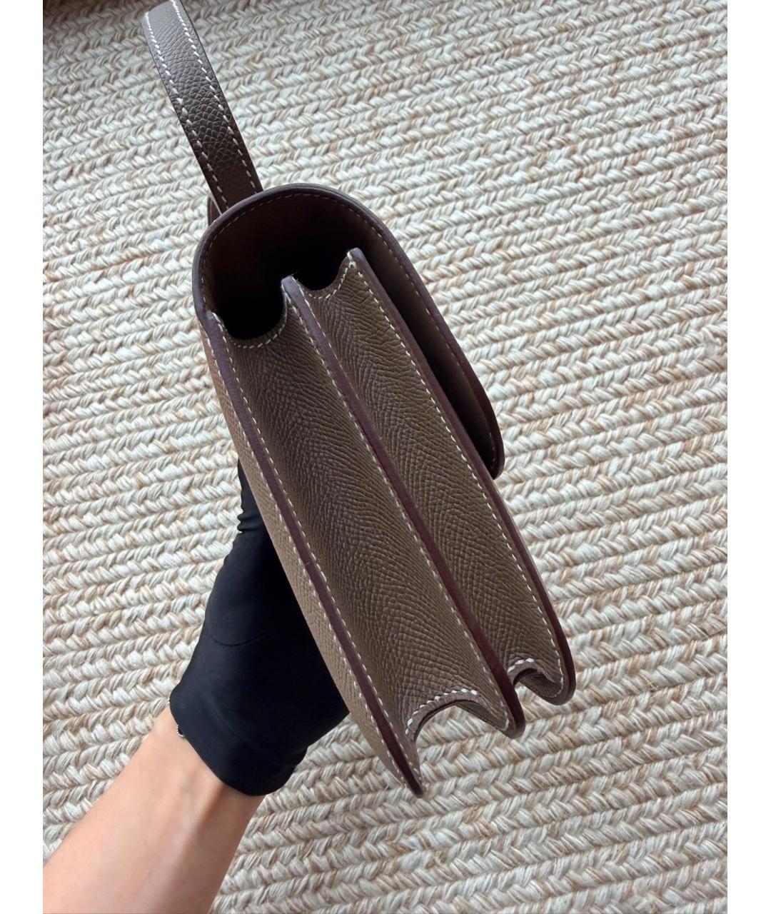 HERMES Серая кожаная сумка через плечо, фото 4