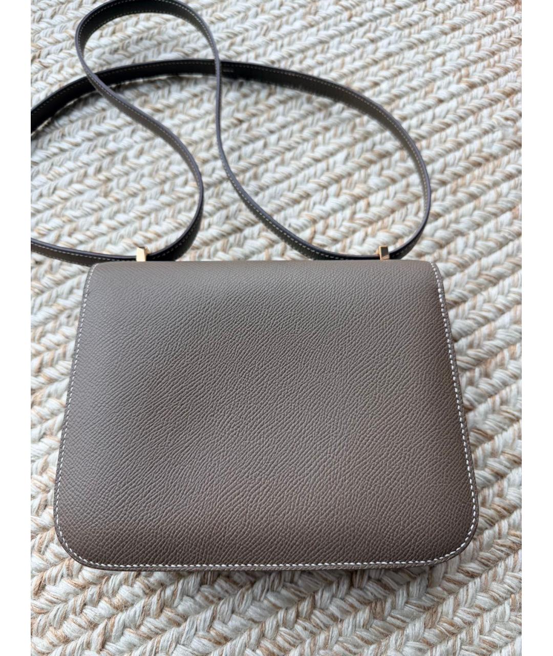 HERMES Серая кожаная сумка через плечо, фото 3